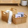 Rattan Stroh Aufbewahrungskorb Japanisch Handgewebt Kleinkram Organizer Körbe Große Kapazität Wäschebehälter Badezimmer Organizer