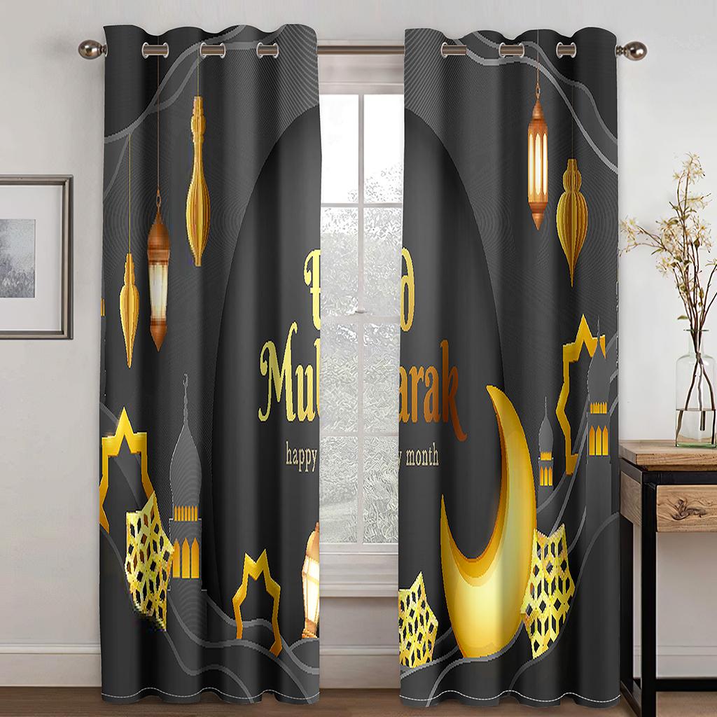 Islamic Traditional Festival Eid al-Fitr Ramadan Curtains 2 Panels Free Shipping Living Room Bedroom Home Decor Curtains