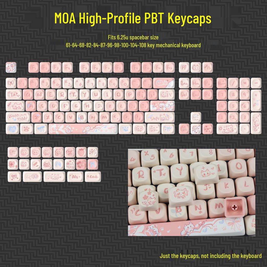Blue Cute Cartoon Bear Keycap Set - Ice Cream Theme, 75-98 Keys, Highly Sublimated for Mechanical Keyboards