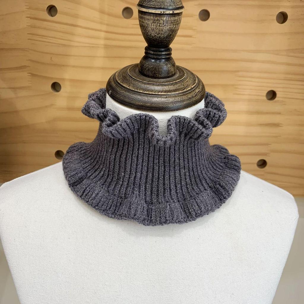 Dongdaemun Ruffle Knit Faux Collar - Woolen Neck Warmer