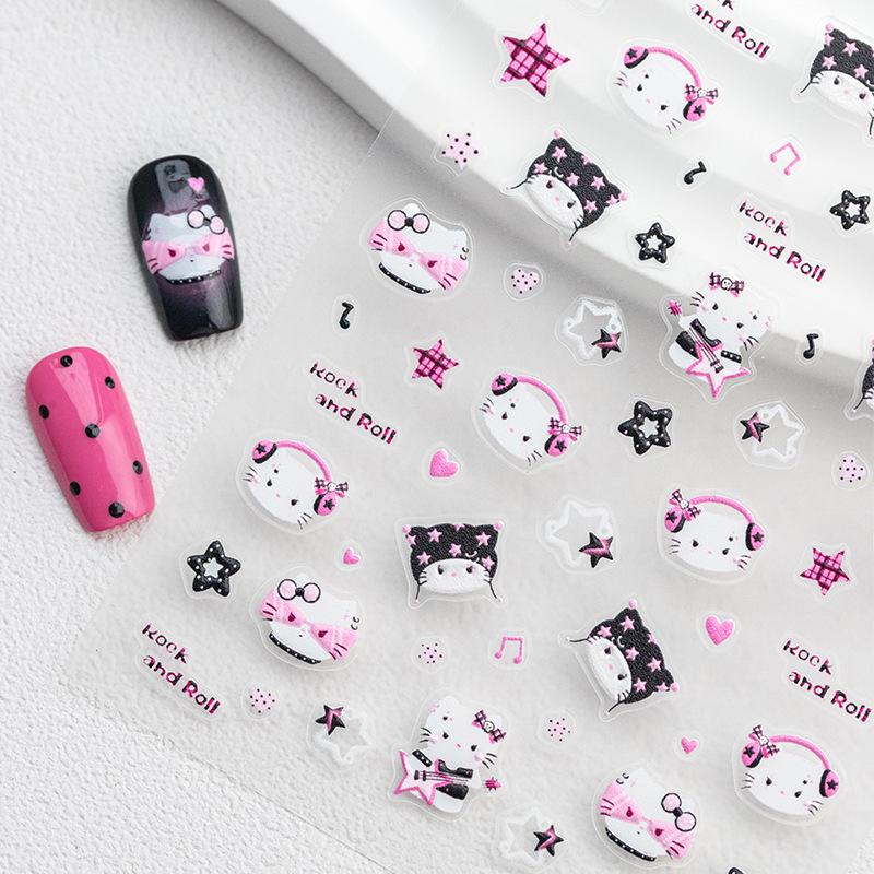 SKY Trend Rock & Hip Hop Music Guitar & Kitty Nail Art Stickers