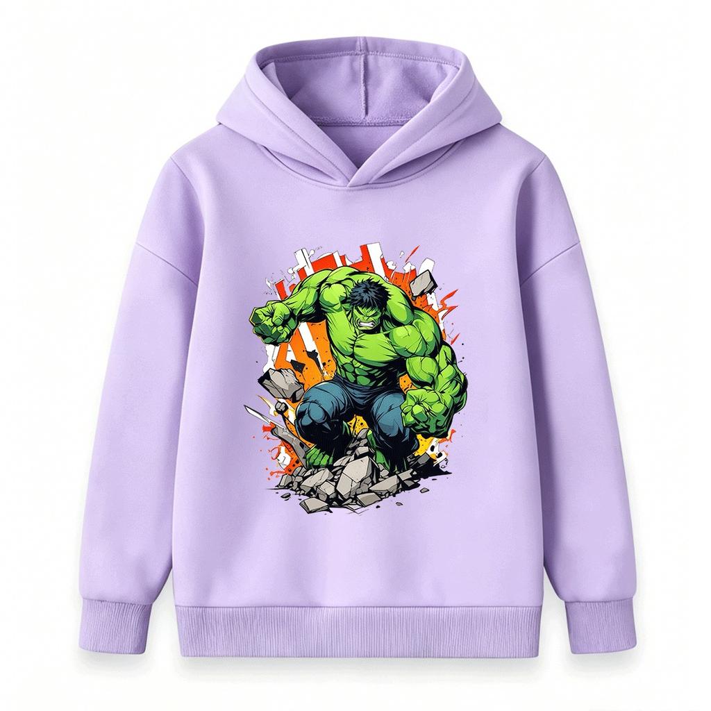 Kids Unisex Pullover Hoodie, Cool Super Hero Green Hulking Print Casual Sweatshirt for Boys Girls, Comfortable Warm Outerwear for Daily Wear