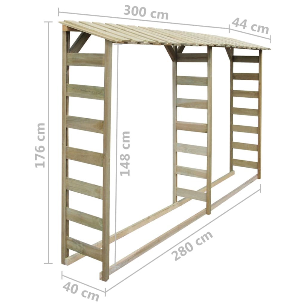 vidaXL Firewood Storage Shed 300×44×176 Cm Impregnated Pine Wood