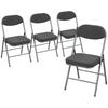 Set of Four Folding Corduroy Seat Chairs - Dark Grey