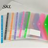 Large Capacity Paper Holder A4 Snap Button File Folder, Horizontal 11 Hole PP Document Organizer with Punch Binder Folder Name Card Slot, Transparent