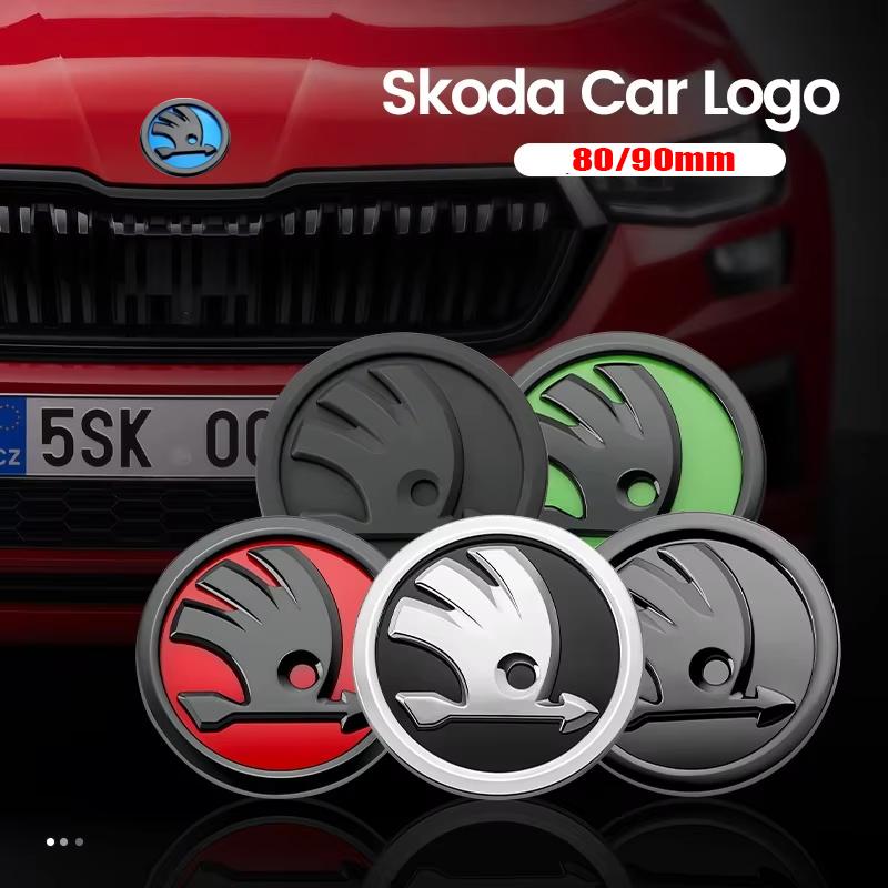 HIAQ2 for Skoda 80mm/90mm Car Emblem Sticker Front Boot Rear Tailgate Badge Fabia 1/2 Octavia A7 RS Superb Rapid Yeti Karoq Vision VRS
