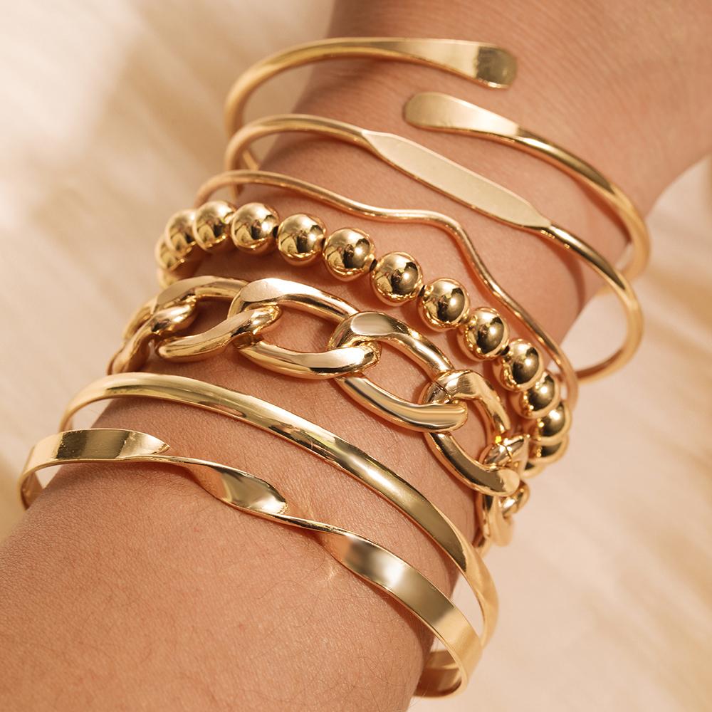 New Fashion Boho Punk 10Pcs/Sets Cuff Bracelets & Bangles For Women Love Pulseiras Bangle Set Feminina Jewelry Charm Gifts