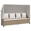 VidaXL Chaise Longue with Canopy and Cushions, Seat with Backrest, Sunbed with Cover Garden Terrace Patio, Modern, Beige 368357