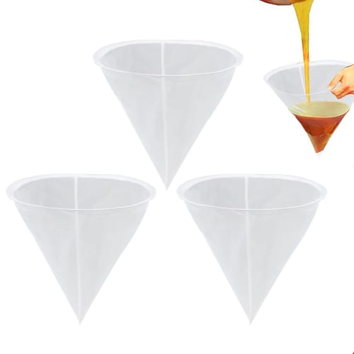 Honey Filtering Net, Pack of 3, Nylon Mesh, 35cm Diameter, Precision Mesh, Uniform, Reusable, for Honey Extraction, Beekeeping, Cooking, and Filtering