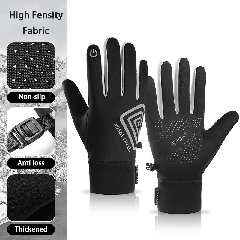 Winter Outdoor Motorcycle Riding Gloves Waterproof Touch Screen Full Finger Gloves Anti Slip Cold Resistant Gloves On The Inside