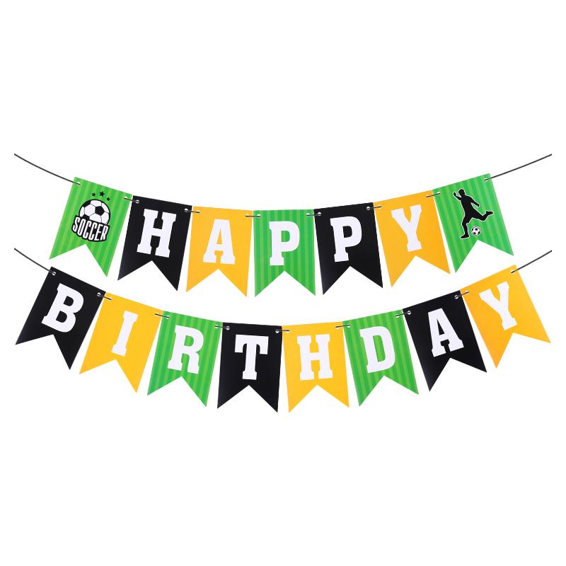 1set Football Happy Birthday Banner Garland Kids Boys Sports Theme Soccer Birthday Party Decoration Favors Supplies