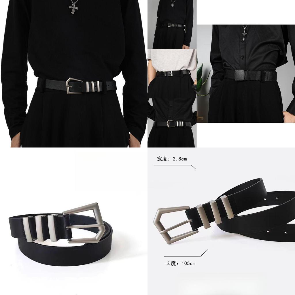 Vintage Black Belt With Stylish Metal Buckle For Trendy Minimalist Fashion