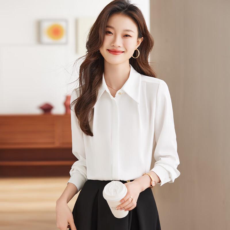 Women s Elegant Long Sleeve Solid Commuter Blouse 2XL