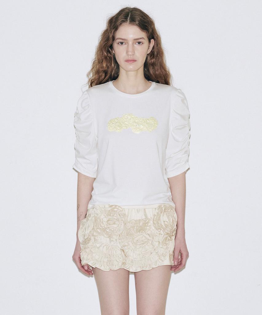 SINOON Soft Shirring T-Shirt (Cream)