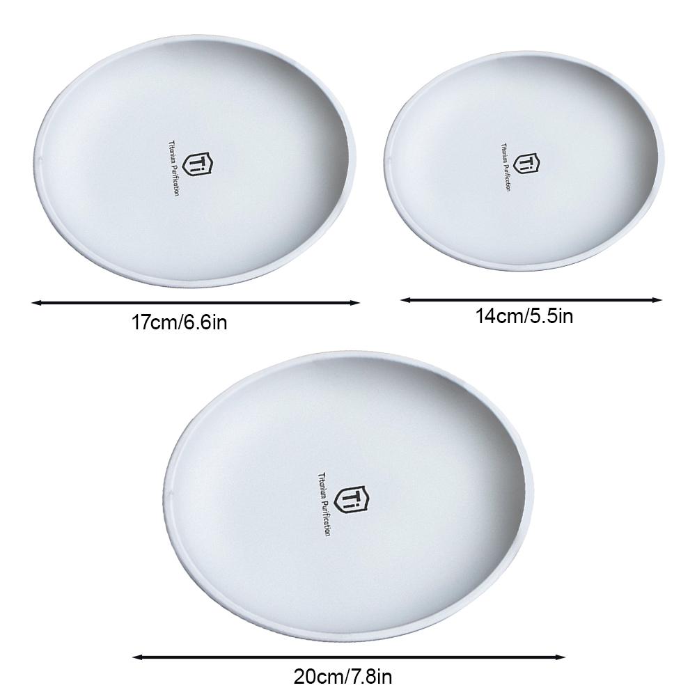Camping Titanium Serving Plates Stackable Tableware 3-Piece Set Lightweight Durable Dinnerware for Outdoor Picnic & Home Use