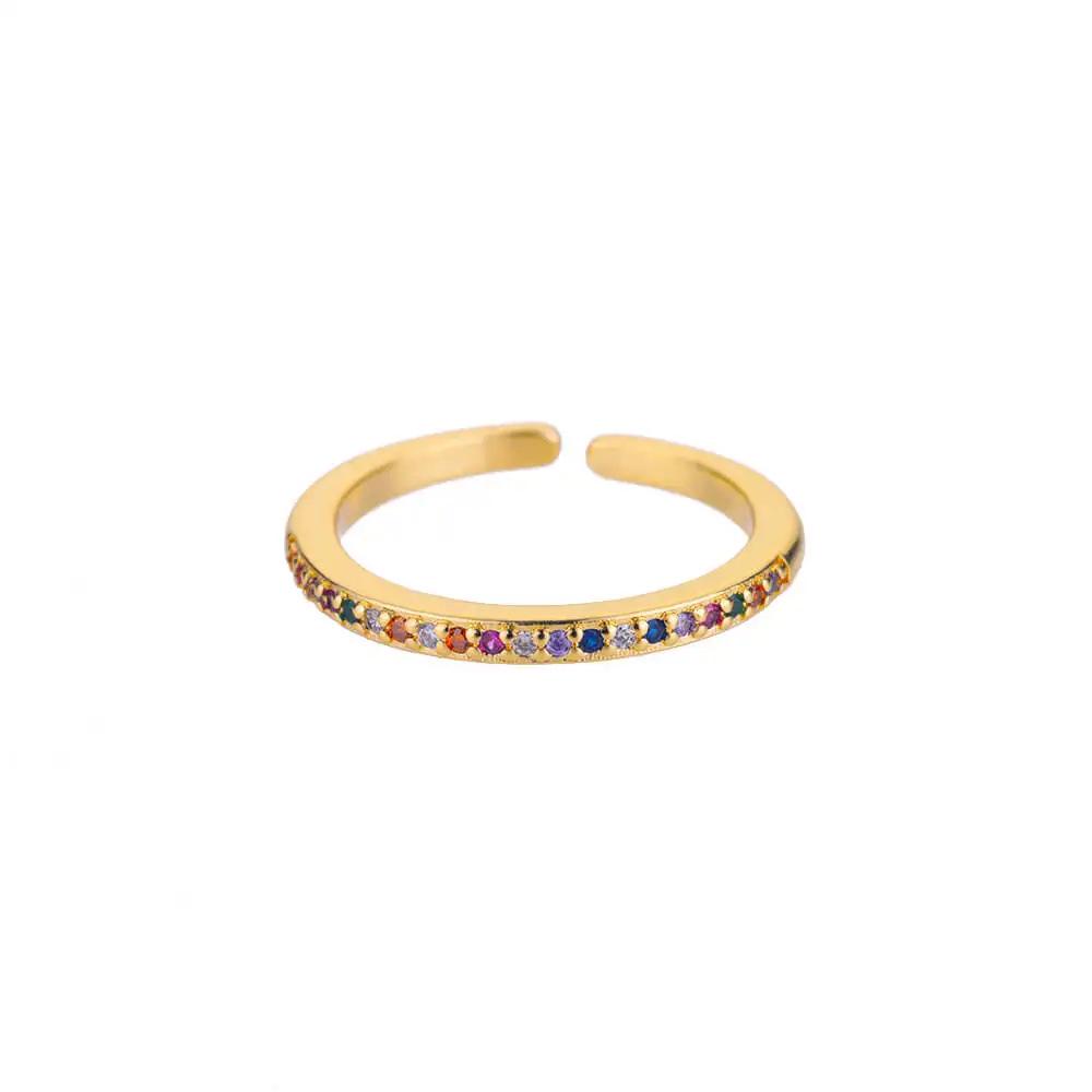 Geometric Colorful Zircon Gold Ring for Women