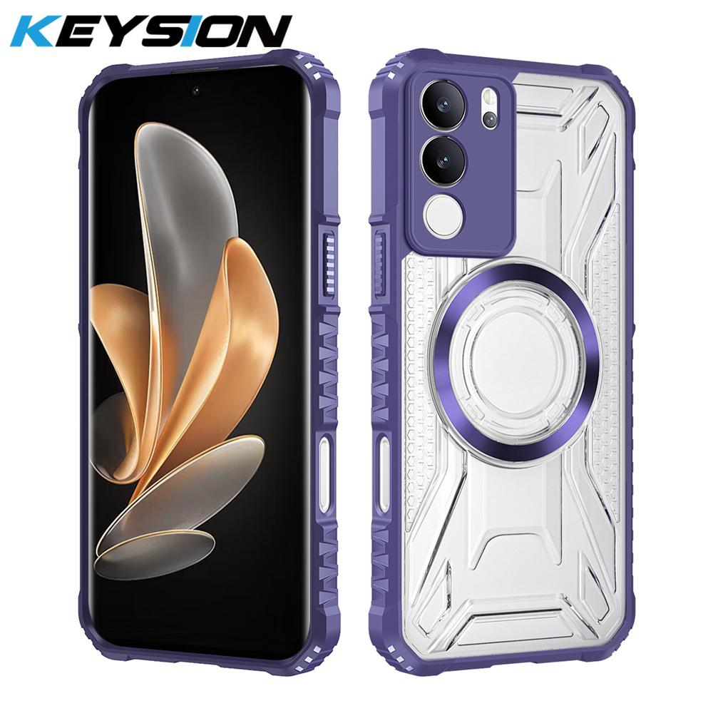 KEYSION Transparente magnetische Hülle für VIVO V29 5G Weiches Silikon+PC Robuste stoßfeste Handy-Rückseite für für VIVO V29 5G