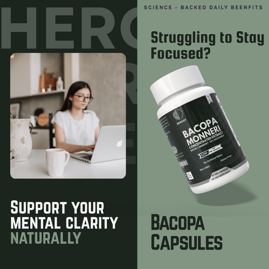 Bacopa Monnieri (Brahmi) 60 Capsules | Extract Powder | Organic