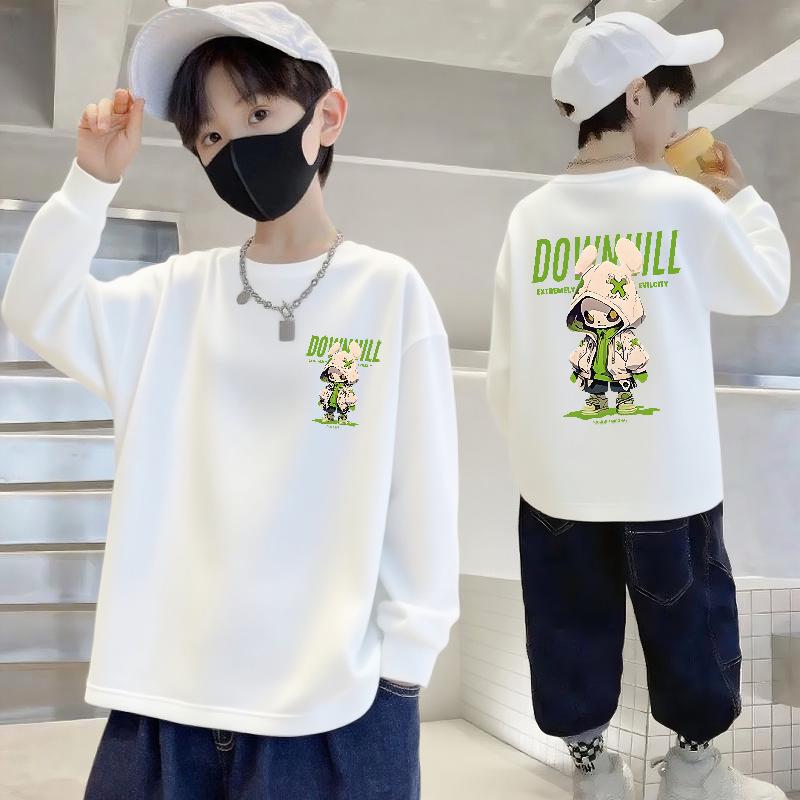 

Boys 100% Cotton Long-Sleeve T-Shirt - Loose Round Neck for Autumn 170cm (100-120 kg)