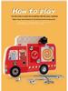 Wooden Montessori Fire Truck Toy for Children's Hand-Eye Coordination and Concentration Skills Development
