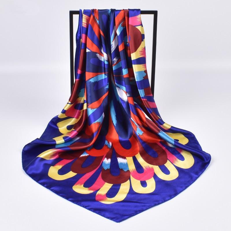 New Fashion Square Silk Scarf Women Luxury Brand Satin Print Hijab Scarves Pareo Bandana Female Shawl Wrap Headband Foulard