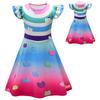 Girls Cosplay Print Flutter Sleeve Dress with Handbag, Cute Party Dress, Kids Role Play Costume