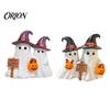 Halloween Mantel Countertop Decor Ghost Figurine, Cute Spooky Resin Statue with Retro Table Decorations Witch Hat for Table, Tiered Tray, Kitchen,