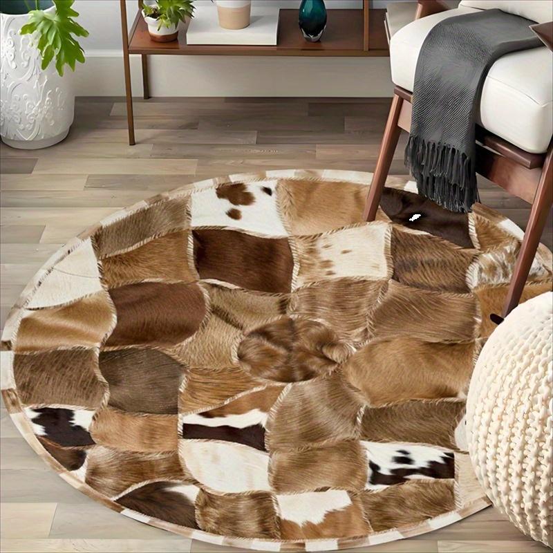 Cowhide Print Area Rug: Non-Slip Comfortable Carpet for Kitchen, Office, Laundry, Bathroom, Vacation Home Room Decor