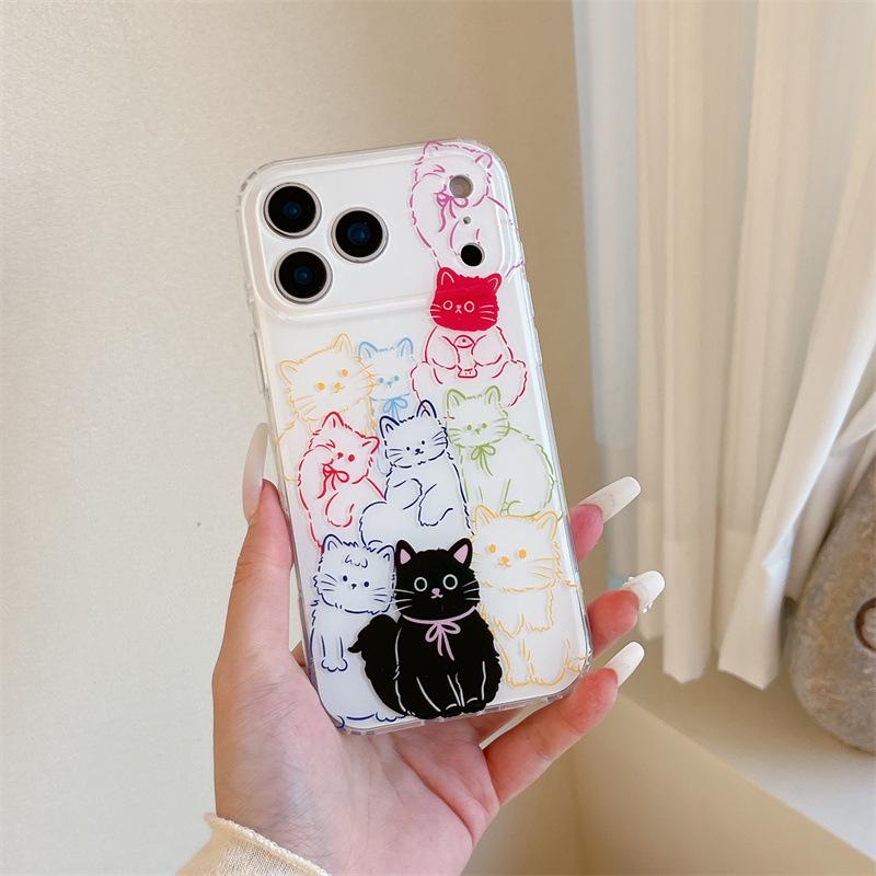 

Adorable Colorful Cat Line Design Phone Case for iPhone 17, 16 Pro Max, 15, and 14 - New Model 16