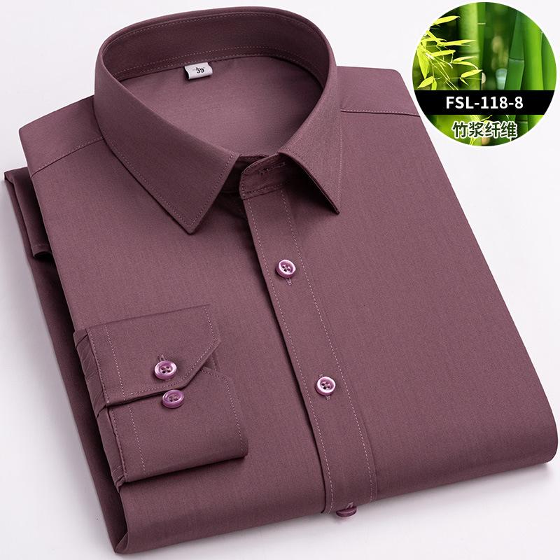 8XL Bamboo Fiber Blue Work White Shirt for Man Long Sleeve Office Business Anti-wrinkle Non-iron Men Shirts Long Sleeve Casual