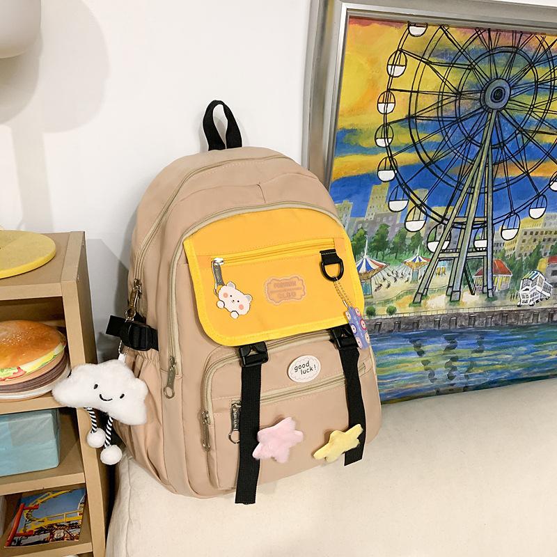 New Student Versatile Campus Backpack Large Capacity Backpack Cute and Simple Class School Bag Reduce Burden and Protect Ridge