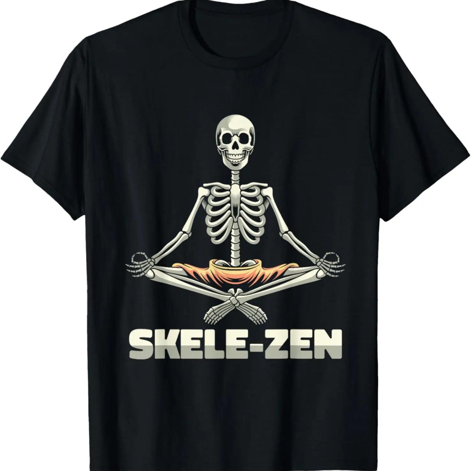 

Meditating Skeleton Halloween Costume Funny Yoga Zen Pun T-Shirt XXXXXL чорний