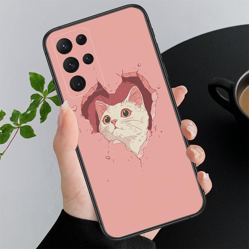 Phone Case For Samsung A17 A55 A16 A56 A35 A15 A53 A54 A33 A34 A25 A05S A52 A52S A07 A26 A06 Cute Cat