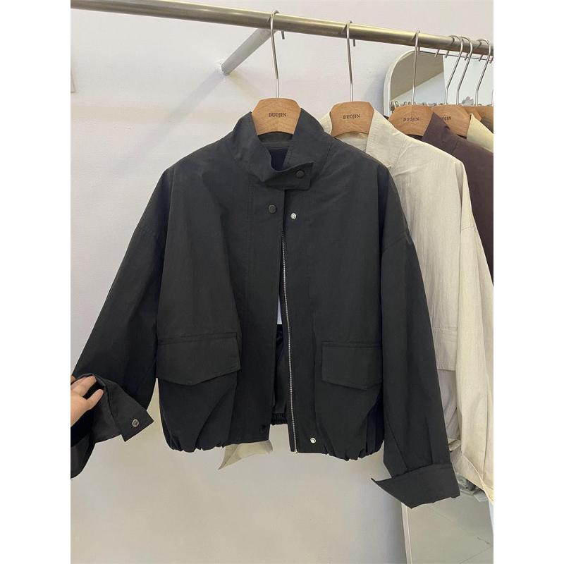 

Корейський Солодкий Прохолодний Короткий Стійкий Комір Жіночий Восени Вільний Вітрівка Повсякденна Робоча Куртка Топ S чорний