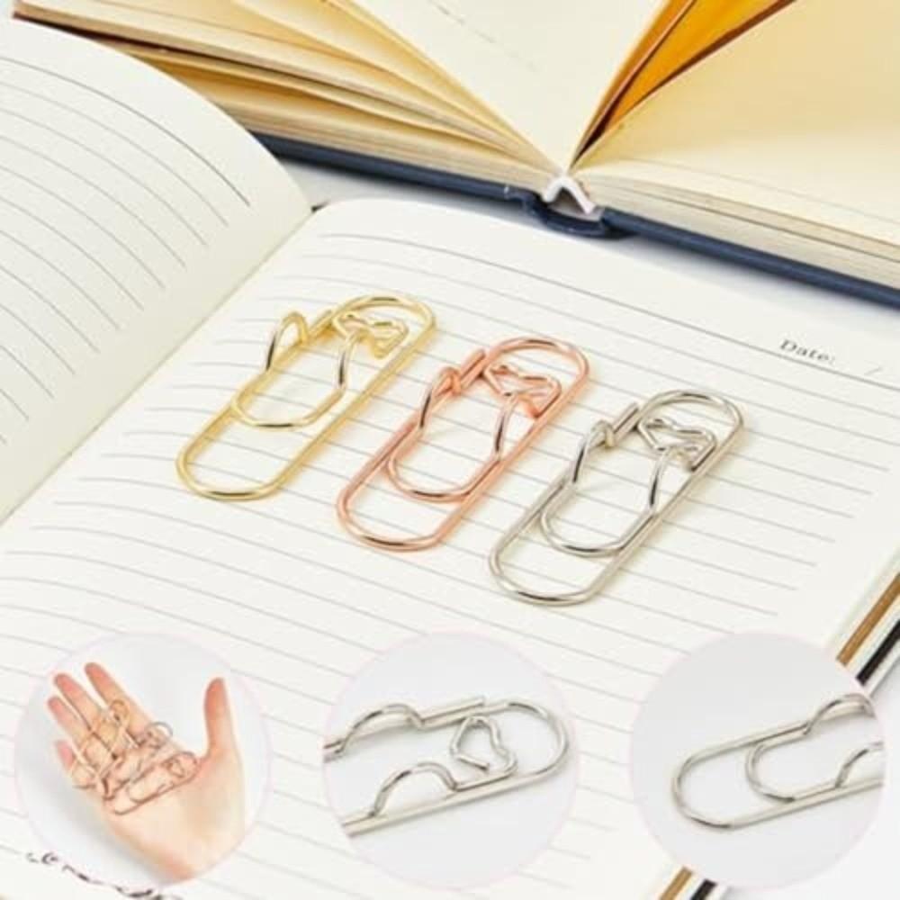 Heart Shape Paper Clips Love Model Pen Holder Multi-functional Paper Fix Clip Stationery