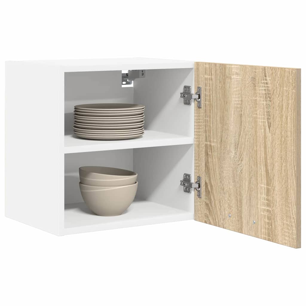 Wall Cabinet Sonoma Oak and White 40 X 31 X 40 Cm