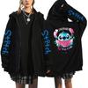 Oversized Y2k Zip-up Hettegenser Disney Dame Lilo & Stitch Kostyme Vinterklær Dame Langermet Varm Jakke Zip-up Street Topper