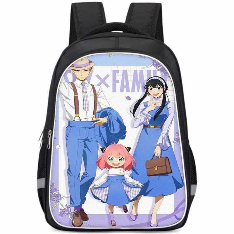 Geräumiger Spy Family Rucksack für Kinder Leichte Oxford-Stoff Schultasche