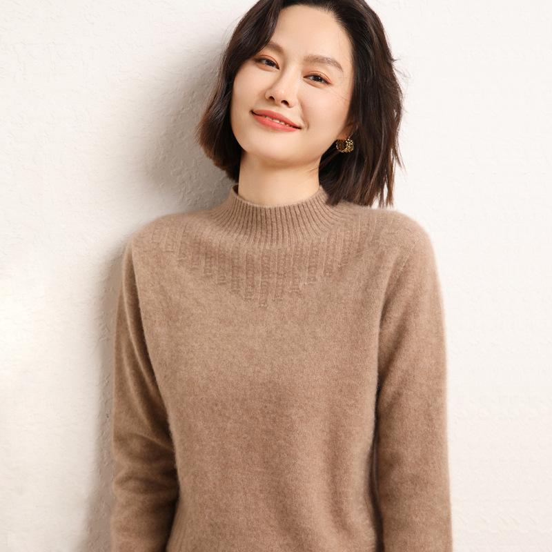 Ready-to-wear Half-turtleneck Cardigan for Women In Autumn and Winter New Cashmere Knitted Base Shirt Fashionable Versatile Pullover Sweater