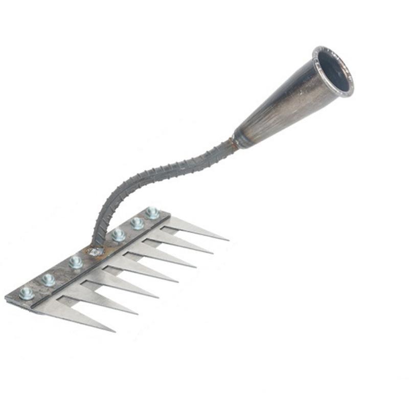5/6/7/8 Teeth Iron Gardening Hoe Weeding Rake Farm Tool Grasping Raking Loosening Soil Nail Rake Tool Artifact Harrow Farm Tool