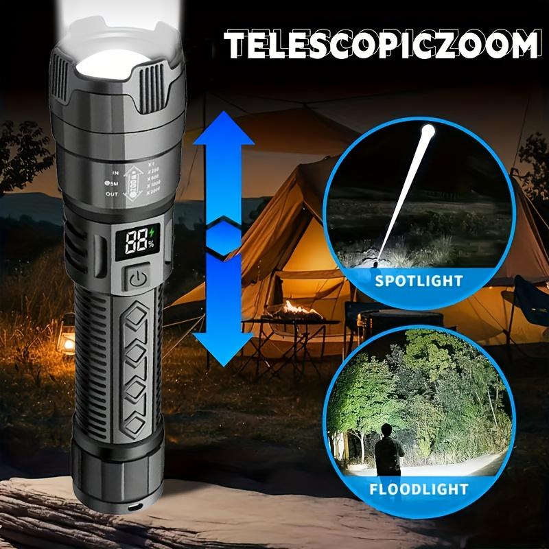 Portable Flashlight with Battery Display, Type-C Charging, Multiple Lighting Modes, Suitable for Home, Outdoor, Camping, Fishing