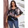Plus Size Women's Chiffon Shawl Fake Two Piece T-Shirt