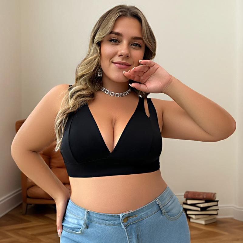 

Solid Color Anti-sagging and Push-up Bra with Double Shoulder Straps Plus Size Side Boob Support 3XL
