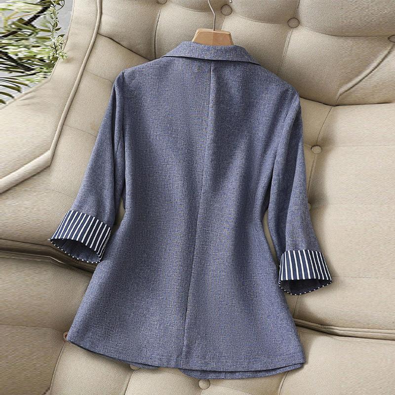 Amerikanischer Temperament Anzugkragen Pendler Herbstmode Dreiviertelärmel Strickjacke Damen Anzugjacke