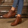 Vintage side zipper mid-heel short boots women's autumn thick heel plus size Chelsea boots