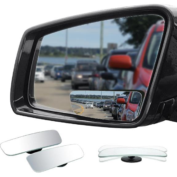 

Ampper Rectangle Blind Spot Mirror, HD Glass ABS Housing Convex Wide Angle Rearview Blindspot Car Mirror for Car SUV and Truck (Framed, Pack of 2) Frameless Rectangle