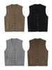 V-Neck Striped Knit Wool Sweater Vest for Middle-Aged and Elderly Women - Winter Style