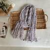 Vintage Cotton and Linen Scarf for Women Autumn and Winter Printed Thin Pleated Scarf Silk Scarf