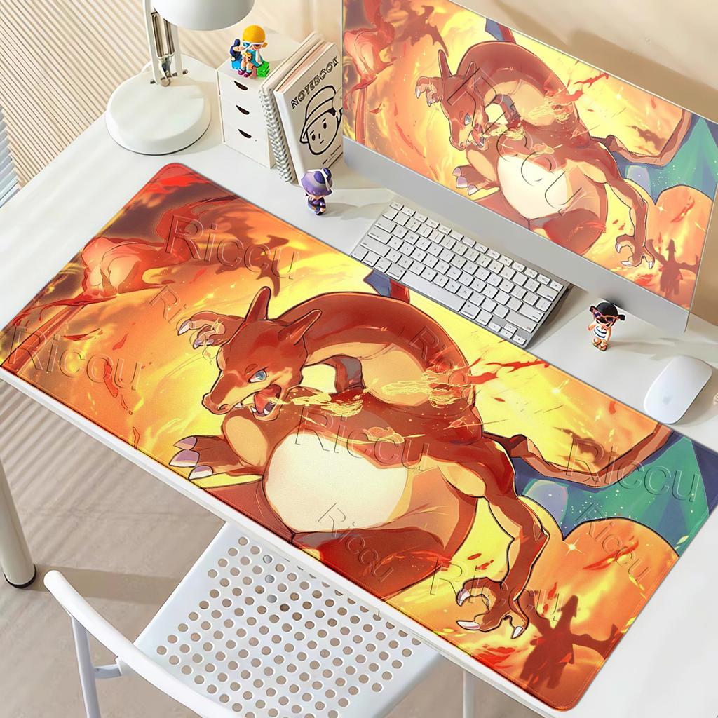 Mouse Pad Anime Offices Accessories Large Carpet Gamer Computer Mechanical Keyboard Rugs P-Pokemons Charizard Pattern Desk Mat