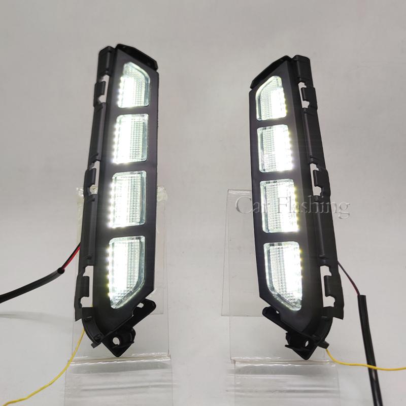 Car Led DRL For Hyundai Elantra Avante Daytime Running Light Dynamic Turn Signal Fog Lamp Accessories 12V